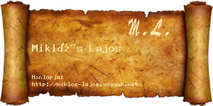 Miklós Lajos névjegykártya